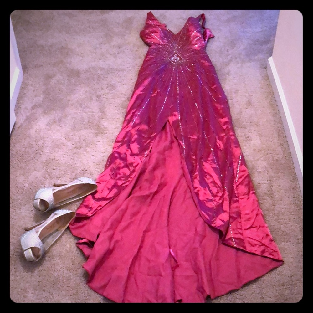 Hot pink evening dress